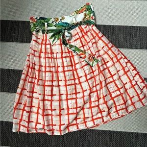 Maeve  / Anthropologie Plaid and Floral Swing Skirt